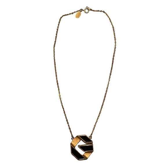 Vintage Givenchy Gold and Black Pendant Necklace - Picture 1 of 4